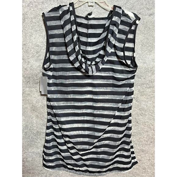 Kenneth Cole Swim Cover Up Large Beach Hooded Striped Resort Nautical Sheer Chic - Picture 2 of 8